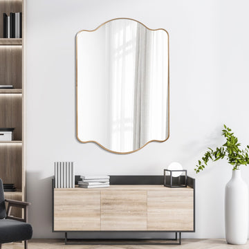 Louisa 24 in. W x 36 in. H Medium Scalloped Rectangular Metal Framed Wall Mirror - JONATHAN Y